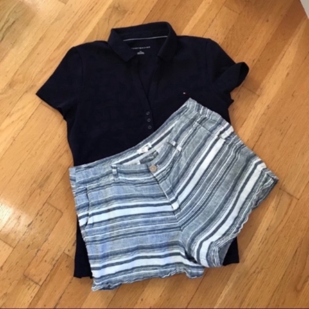 Artisan NY 100% Linen Blue and White Shorts Sz 12